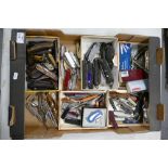 A large collection of pocket pen knives including pairing knives, early military pocket knives,