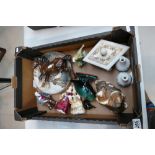 A mixed collection of items to include Beswick cantering shire horse, decorative wall plates,
