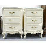 Cream Queen Anne style bed side cabinets (2) ( one handle broken )