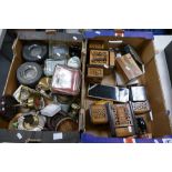 A mixed collection of advertising ashtrays and cigarette boxes etc (2 trays)