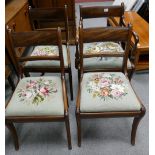 19th Century Carver chair with 3 matching chairs with canvas embroidered pads (4)
