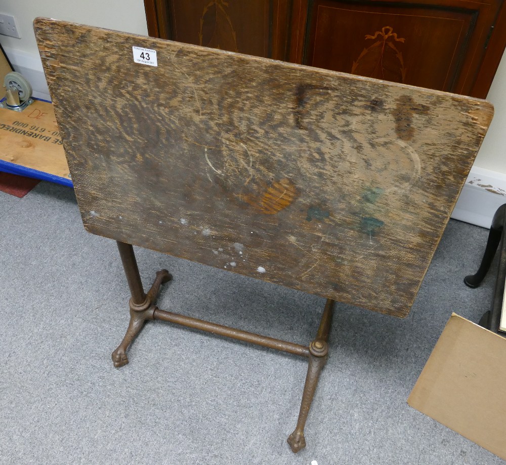 Early 20th Century Sidway tilt top drafting table on cast iron ball and claw legs