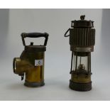 Unusual 19th Century Miners Lamp together with Ceac Brass Inspection lamp(2)