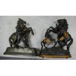 A pair of Spelter Marley rearing horses with horseman,