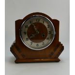 Art deco oak cased mantel clock