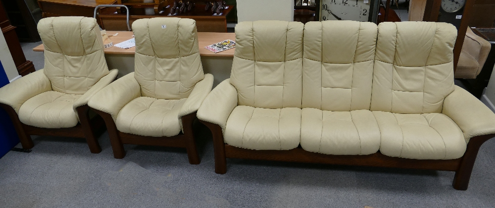 3 Piece leather suite (settee and two chairs)