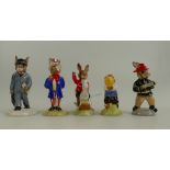 A collection of Royal Doulton Bunnykins figures to include William DB69, Harry DB73, Uncle Sam DB50,