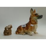 Ceramic figure of corgi together with sz