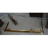 Brass fire fender and a brass 5-peice fire side tool set (2)