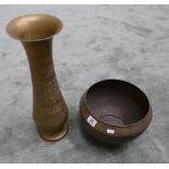 Brass vase and large bowl (2)