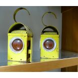 Two vintage type workman's warning lamps