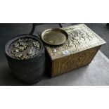 Brass magazine box with a brass bound barrel and other brass ornaments