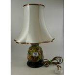 Moorcroft lamp with silk shade, Trout by Philip Gibson,