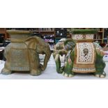 Large ceramic oriental style elephant decorated in greens,