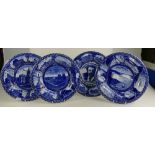 The Rowlands Marsellus & Co set of blue & white Staffordshire souvenir plates of Salt lake city,
