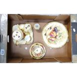 A collection of Aynsley Orchard Gold items to include cup and saucer set, decorative wall placque,