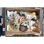 A mixed collection of ceramic and resin birds including Leonardo figures, Crown Staffs items, etc.