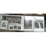 A collection of modern framed black and white prints of American city scenes. (5)