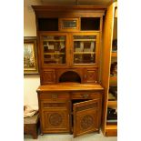 Edwardian Aesthetic Movement glazed bookcase.