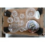 A collection of cut glass items to include comports, brandy and whisky glasses, together with a