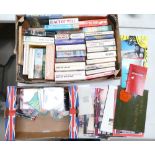 A mixed collection of modern books, CDs, DVDs, magazines and brochures (2 trays)