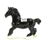 Beswick model of Black Cantering Shire horse 975, BCC backstamp