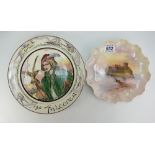 Royal Doulton hand painted decorative wall plate with castle scenes signed G.H. Evans together