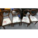 Set of 4 Victorian balloon back dinning chairs (4)