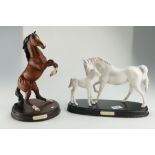 Two Royal Doulton Horse groups on wooden bases, Spirit of Affection and Spirit of the Wind.
