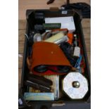 A mixed collection of items to include harmonica's, Waterman pen sets, binoculars, assorted tin