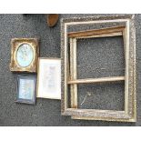 A collection of gilded larger frames together with prints with fairy decoration and similar