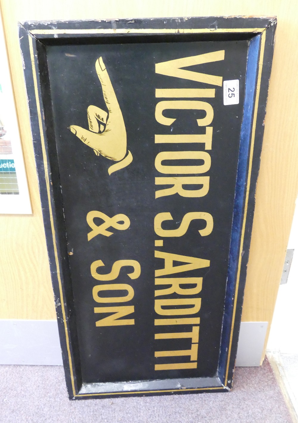 Sign written board for Victor S Arditti & Son. Size 80cm x 40cm.