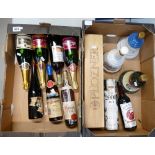 A mixed collection of wines and spirits to include boxed Polozner, Champagne, wine together with