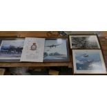 A collection of framed prints with RAF themes including Lancasters, Wellingtons by Robert Taylor and