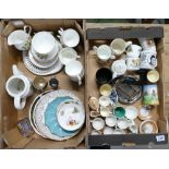 A mixed collection of ceramic items to include commemorative cups, mugs, Harleigh floral decorated