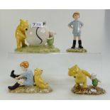 Royal Doulton Winnie the Pooh figures, Christopher Robin, The Windy Day, Pooh's Blue Balloon and