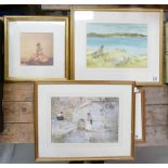 A mixed collection of framed prints to include three Russell Flint prints of semi-naked ladies.