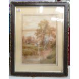 A large framed Edwardian water colour of cattle.