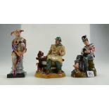 Royal Doulton character figures Drummer Boy HN2879, Lunchtime Hn2495 and The Jester HN2016 (all