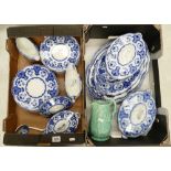 A large collection of Oulton flow blue decorated dinner ware to include tureens, serving platters,