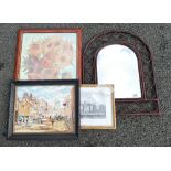 A mixed collection of items to include framed 'Picasso' sunflower prints, landscape scene, print