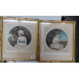 Two Edwardian signed prints in gilt frames. (2)