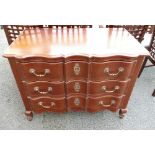 Reproduction mahogany serpentine chest of 3 drawers