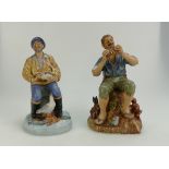 Royal Doulton Matt Character figures, Dreamweaver HN2283, and Sea Farer HN2455, (Seconds) (2)