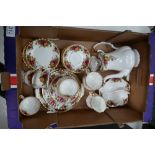 A collection of Royal Albert Old Country Rose tea ware to include, tea pots, side plates, cups,