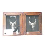 Two framed Ethnic necklaces with fish decoration to larger areas. (2)