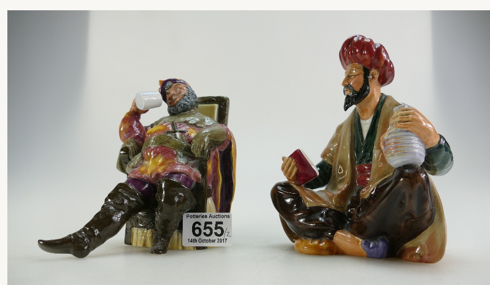 Royal Doulton character figures Omar Khayyam HN2247 and The Foaming Quart HN2162 (2)