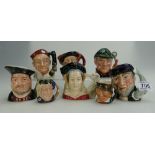 A collection of Royal Doulton small Character jugs to include Captain Ahab D6506, Bootmaker D6578,