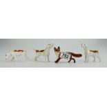 Beswick Foxhound 2264, 2262 x2 and fox 1440(4)