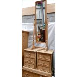 Pair of modern pine bedside cabinets with cheval mirror (3)